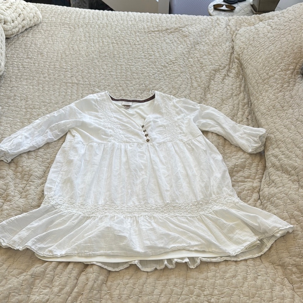 White Long Sleeve Blouse with Button Detail